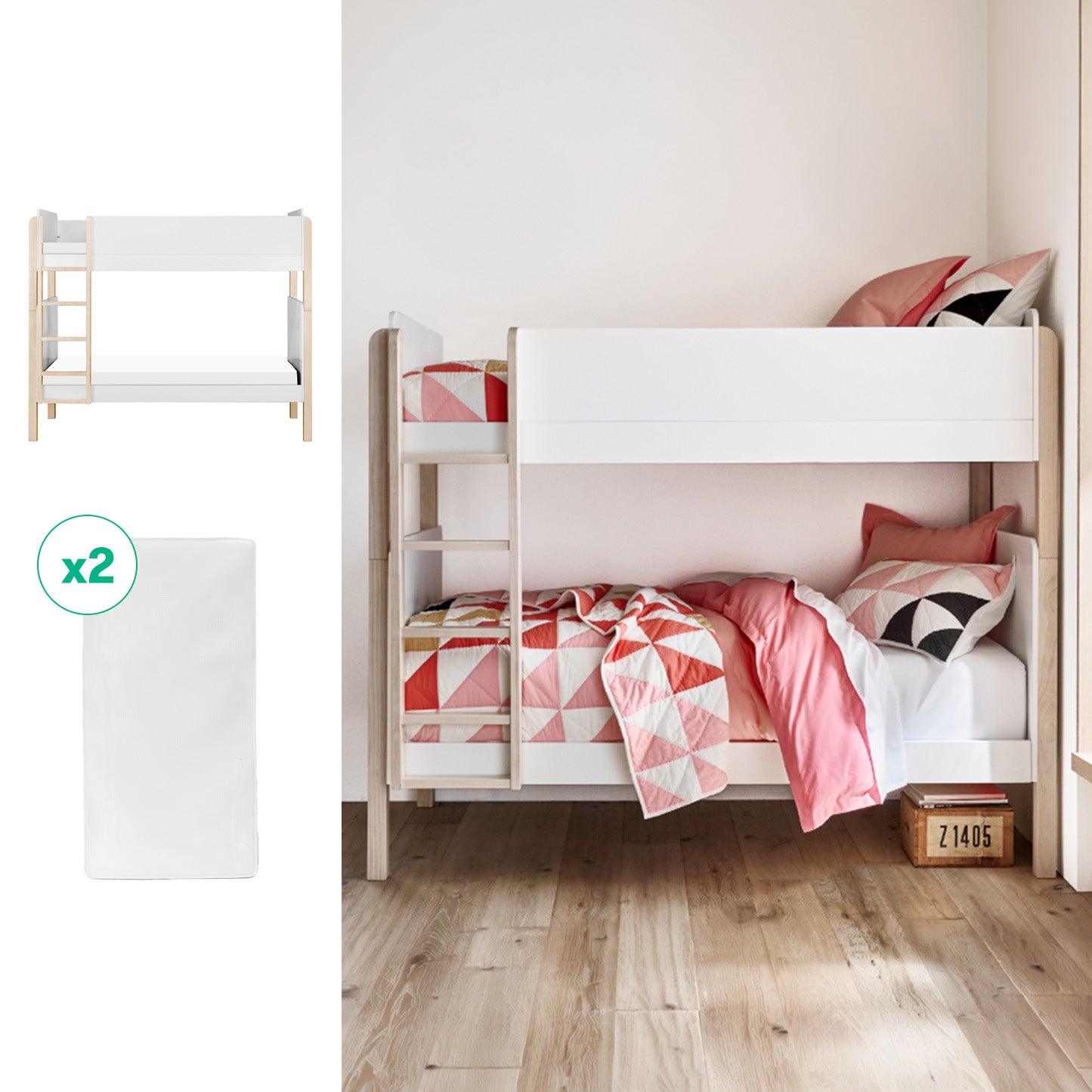 Tip Toe Bunk Bed & Kids' Twin Mattress Bundle - Image 2